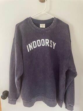 INDOORSY Ribbed Crewneck Sweatshirt - Navy